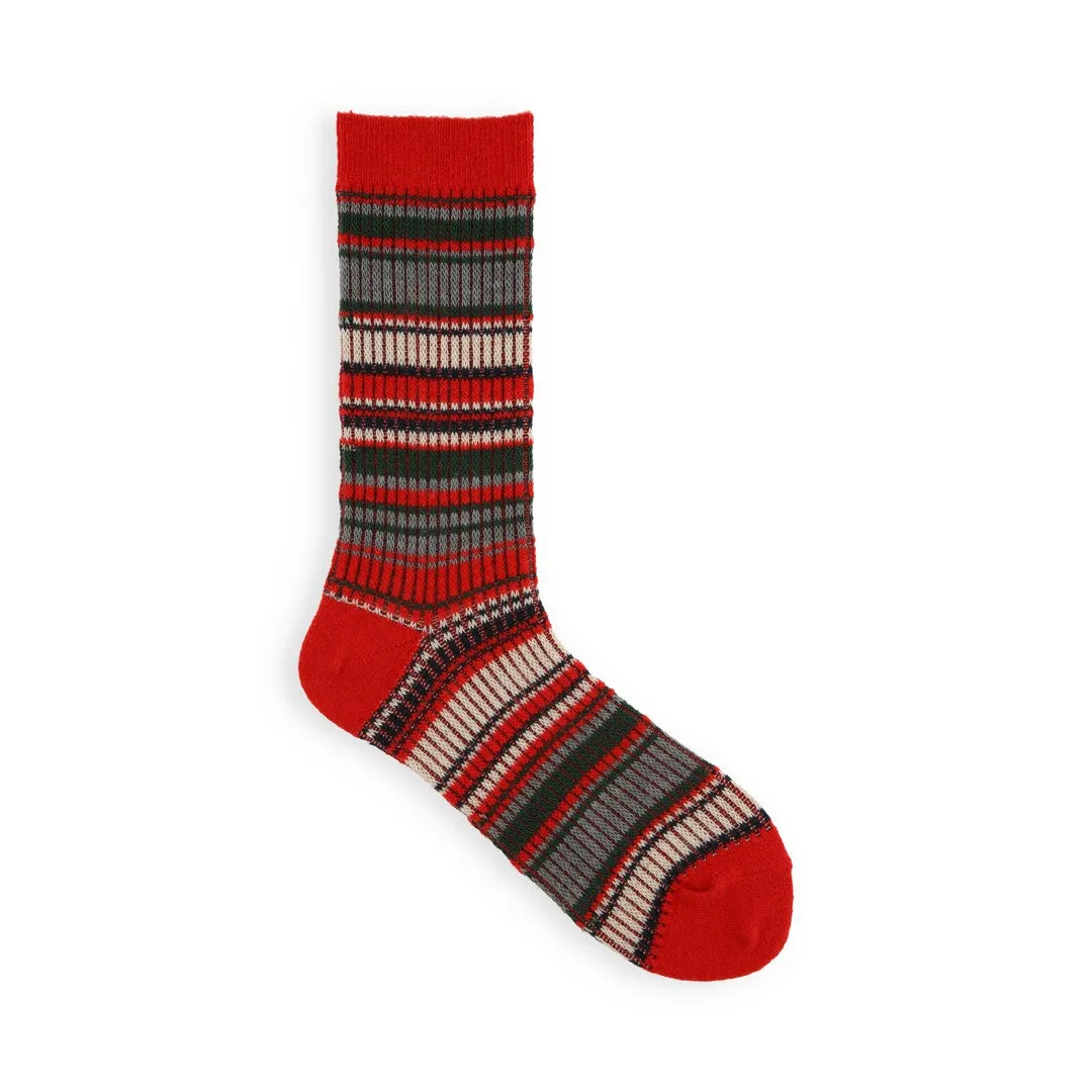 021140958 Merino Mixed Jacquard Stripe Crew Socks