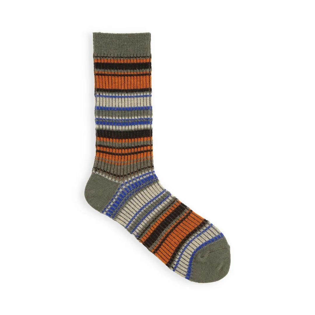 021140958 Merino Mixed Jacquard Stripe Crew Socks