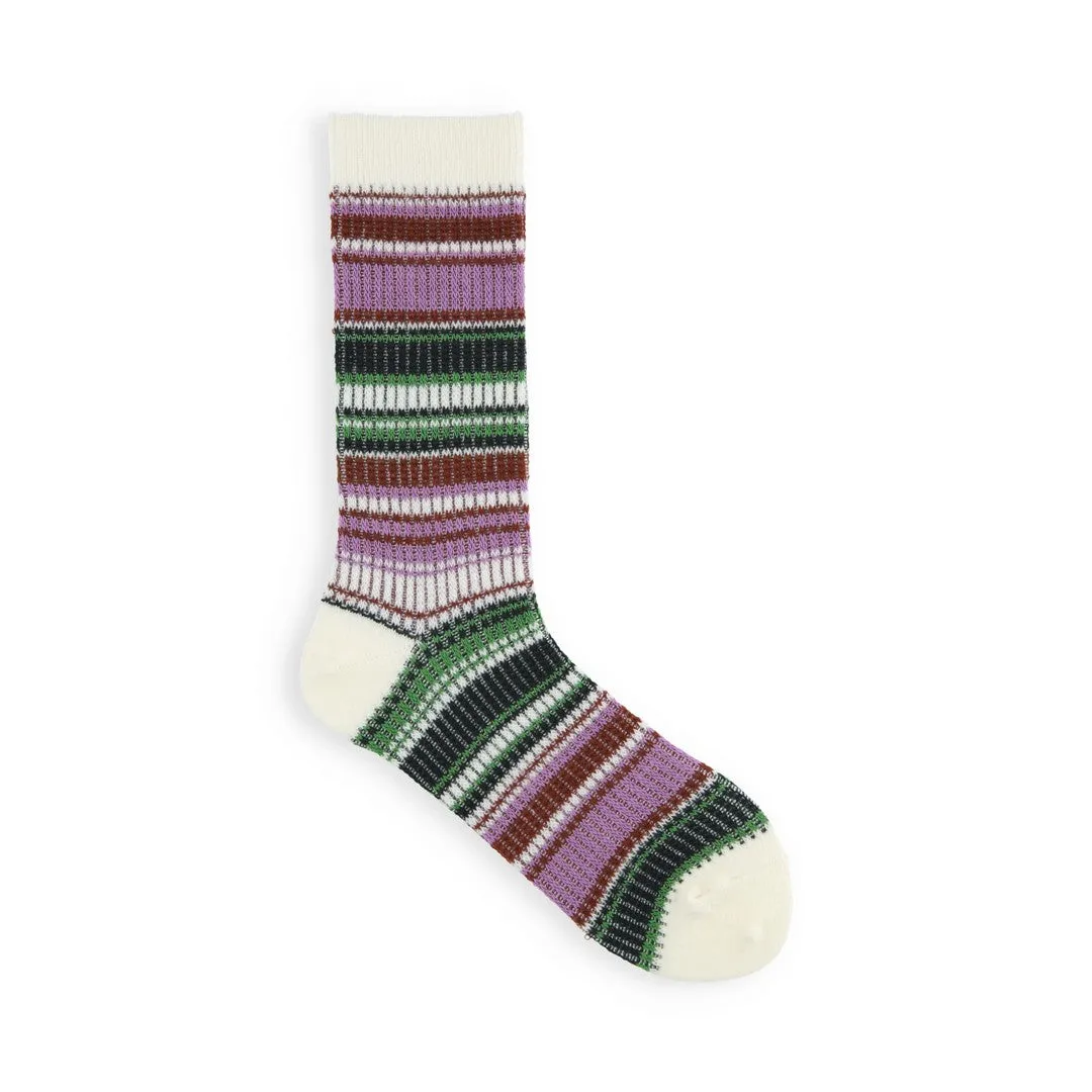 021140958 Merino Mixed Jacquard Stripe Crew Socks