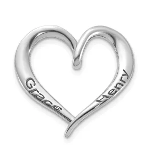 10K White Gold Personalized Antiqued Heart Slide