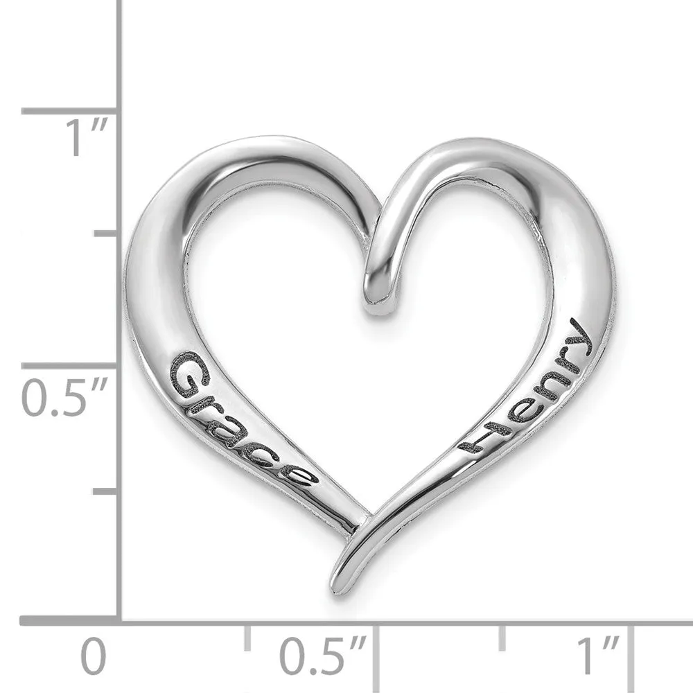 10K White Gold Personalized Antiqued Heart Slide