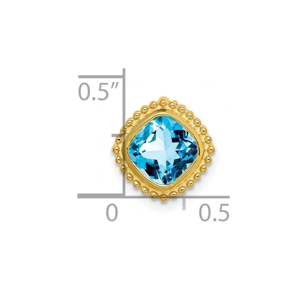 14k Cushion Blue Topaz Chain Slide