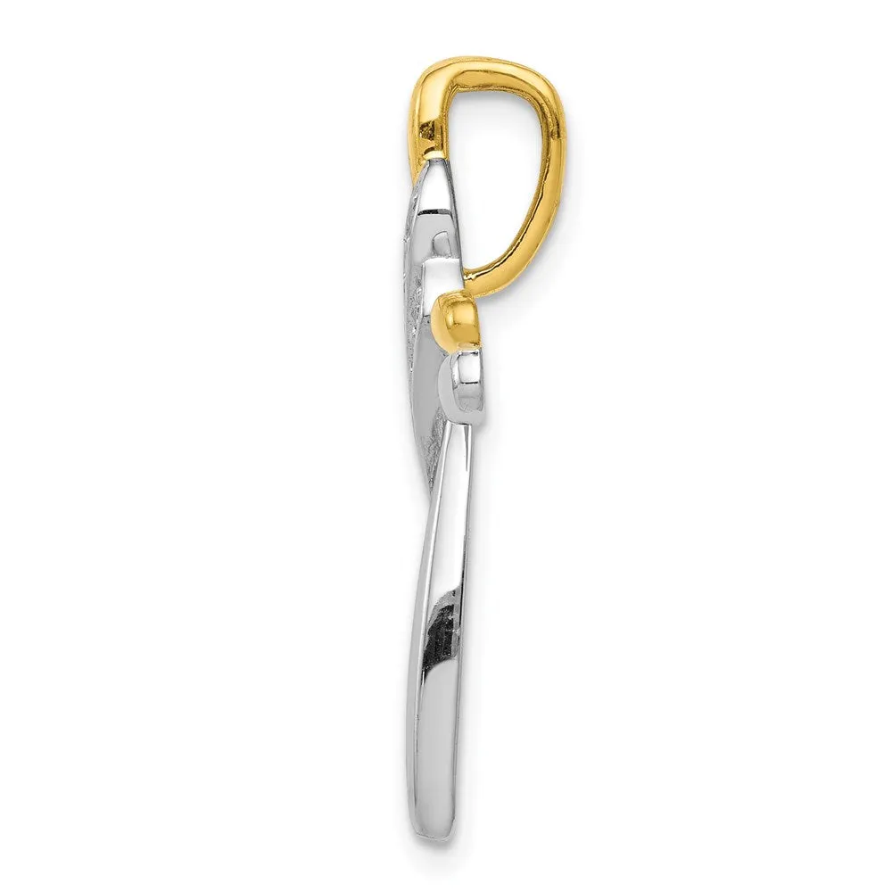 14k Two-tone Diamond Cross Pendant