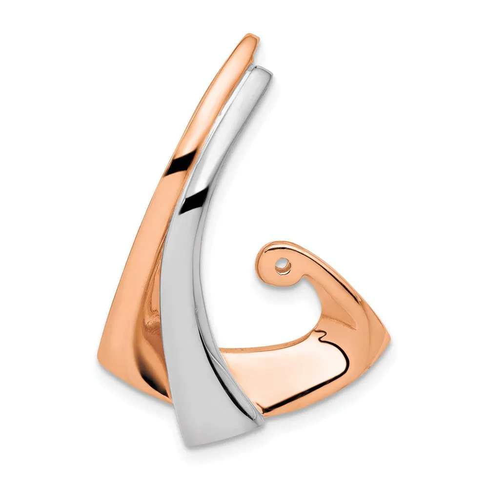 14K W & Rose Gold Omega Slide W/Peg Fits up to 2mm, 6mm Reversible
