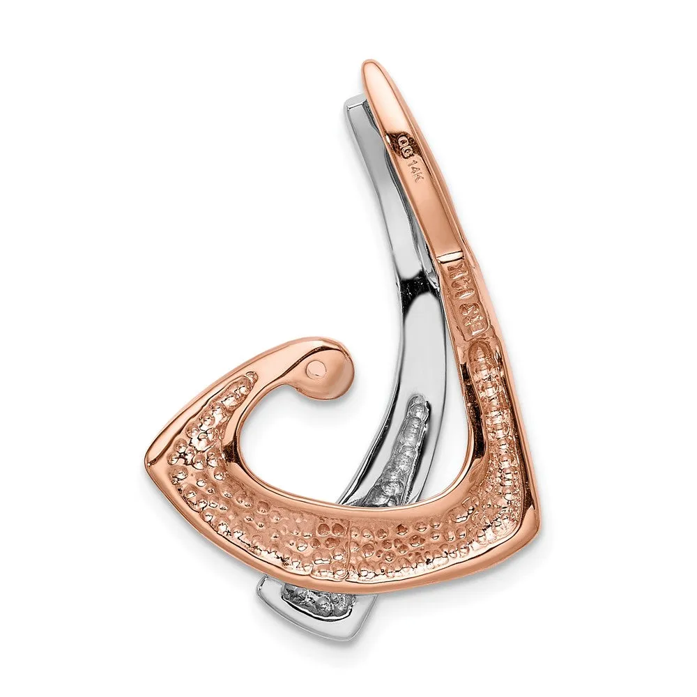 14K W & Rose Gold Omega Slide W/Peg Fits up to 2mm, 6mm Reversible