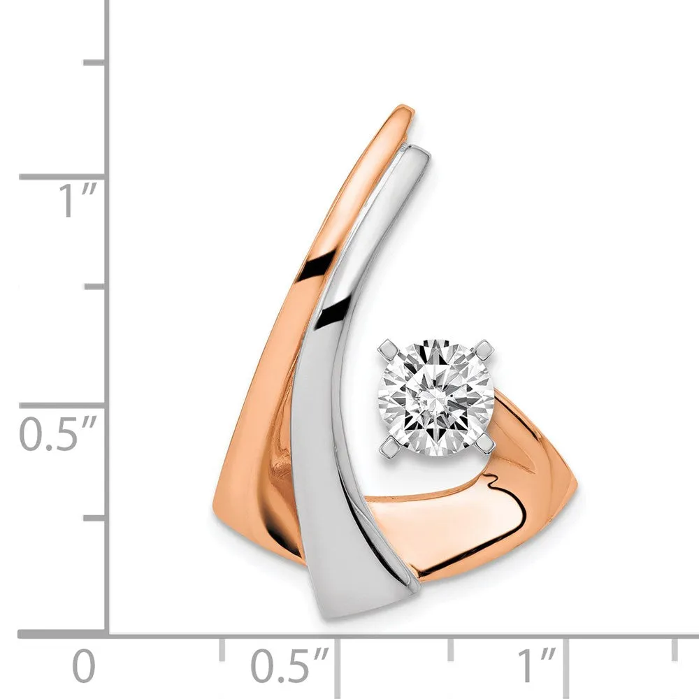 14K W & Rose Gold Omega Slide W/Peg Fits up to 2mm, 6mm Reversible