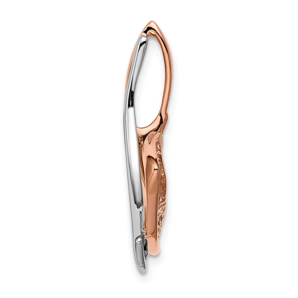 14K W & Rose Gold Omega Slide W/Peg Fits up to 2mm, 6mm Reversible