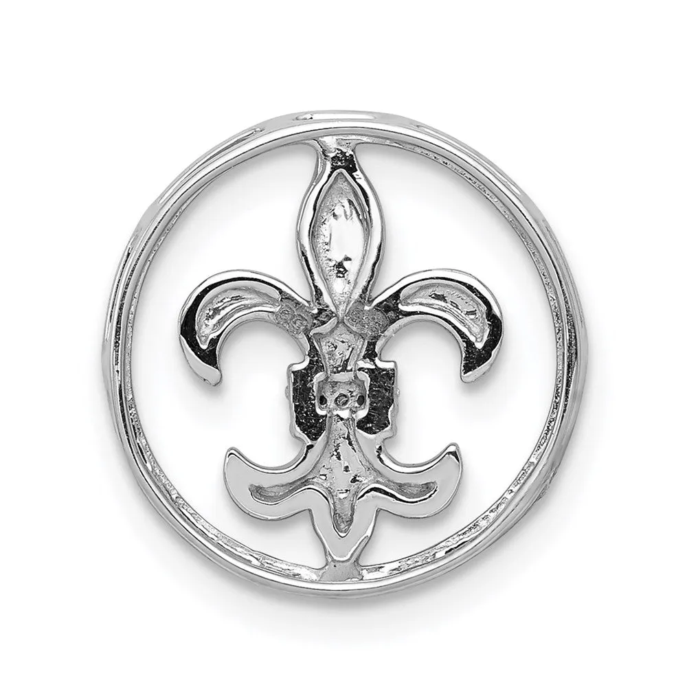 14k White Gold .01ct. Diamond Fleur De Lis Chain Slide