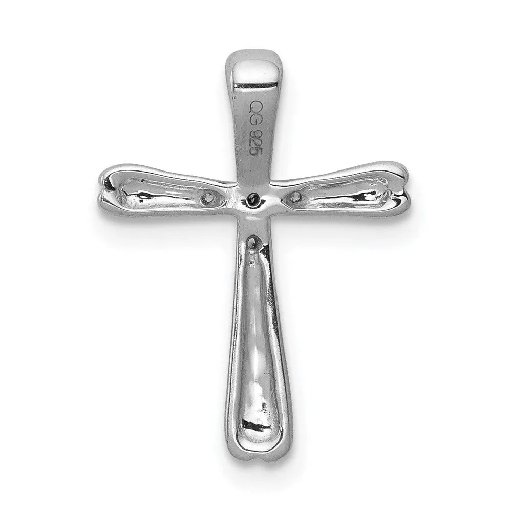 14k White Gold 1/20ct. 5-Stone Diamond Cross Chain Slide