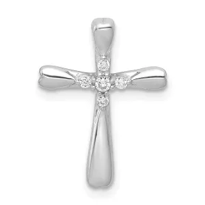 14k White Gold 1/20ct. 5-Stone Diamond Cross Chain Slide