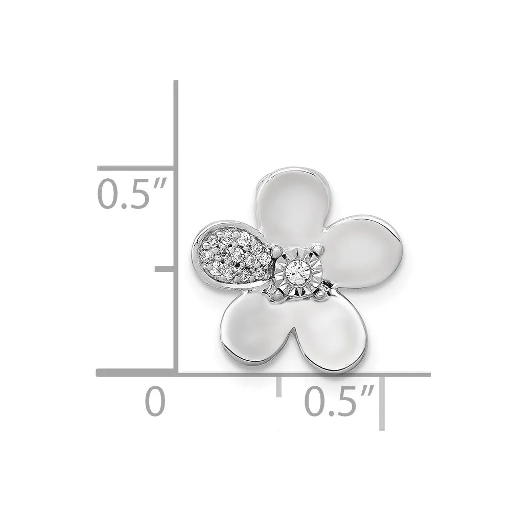 14k White Gold 1/20ct. Diamond Flower Chain Slide