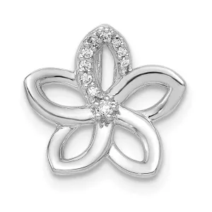 14k White Gold 1/20ct. Diamond Flower Chain Slide