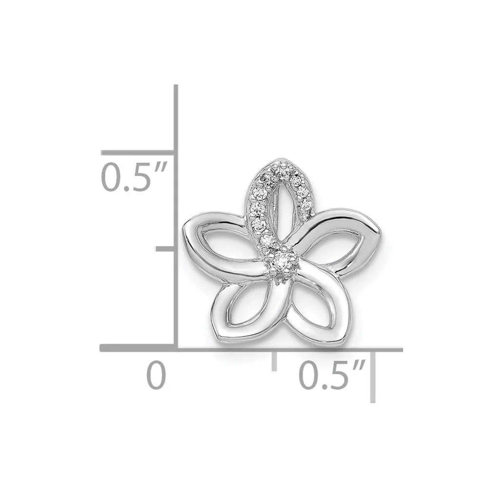 14k White Gold 1/20ct. Diamond Flower Chain Slide