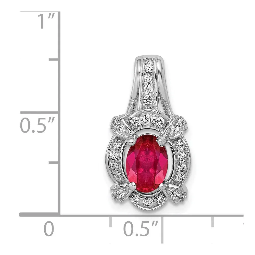 14k White Gold 1/5ct. Diamond and 1.10 Ruby Pendant