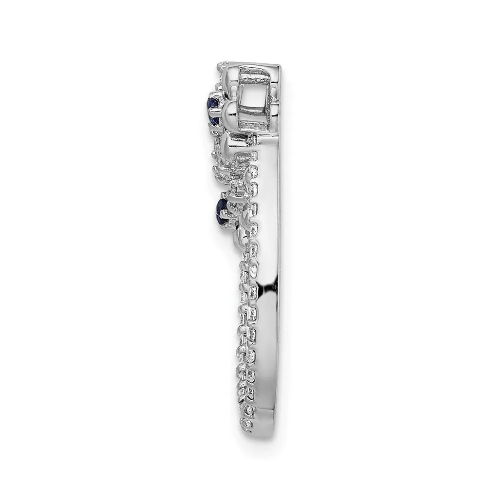 14k White Gold Diamond and Sapphire Flower Chain Slide