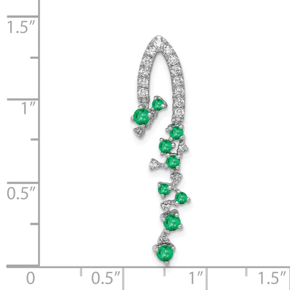 14k White Gold Fancy Diamond and Emerald Chain Slide
