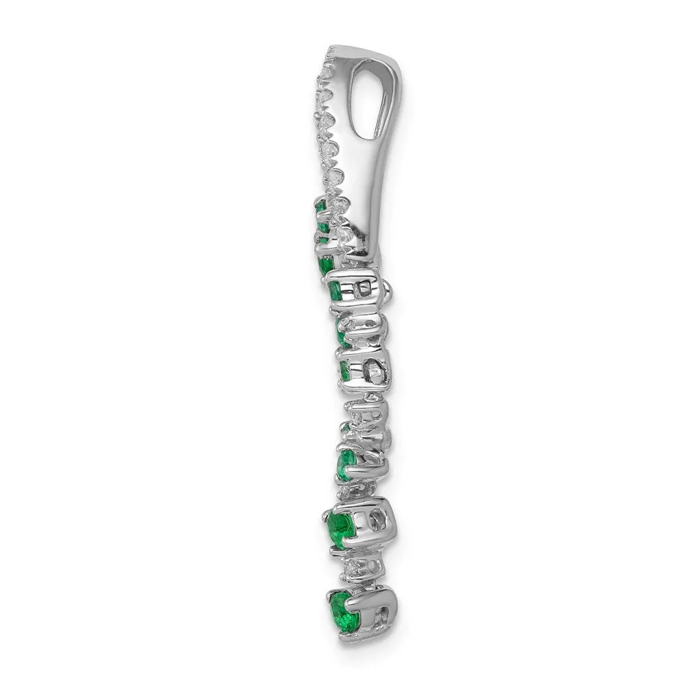 14k White Gold Fancy Diamond and Emerald Chain Slide