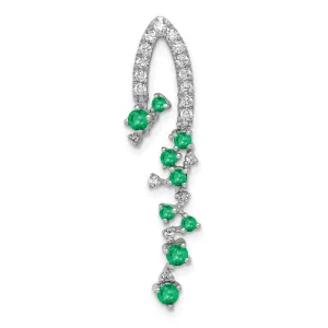 14k White Gold Fancy Diamond and Emerald Chain Slide