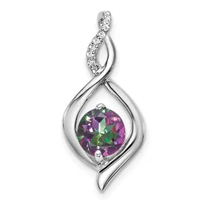 14k White Gold Mystic Fire Topaz and Diamond Pendant
