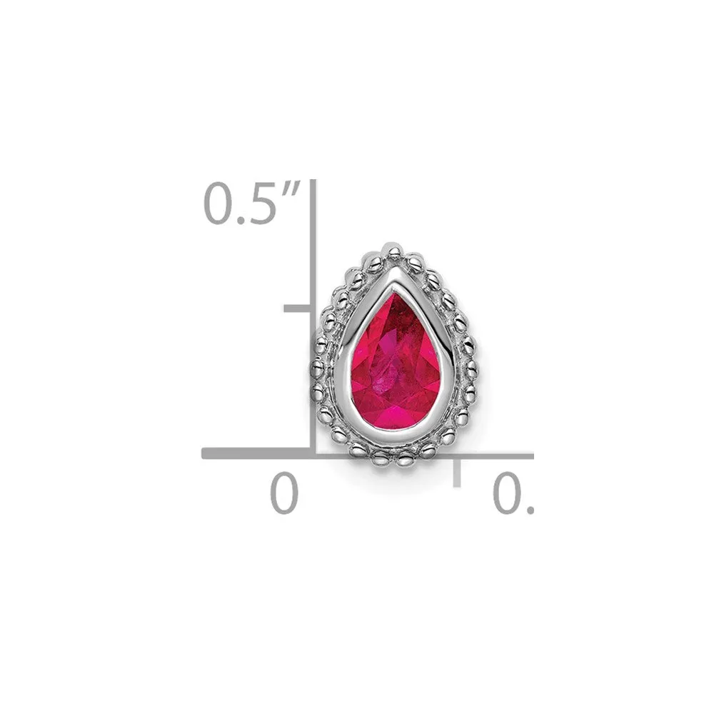 14k White Gold Pear Ruby Chain Slide