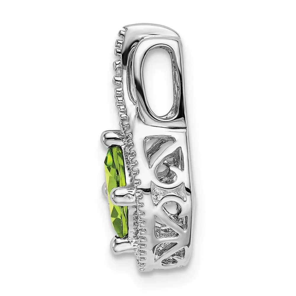 14k White Gold Peridot and Diamond Pendant
