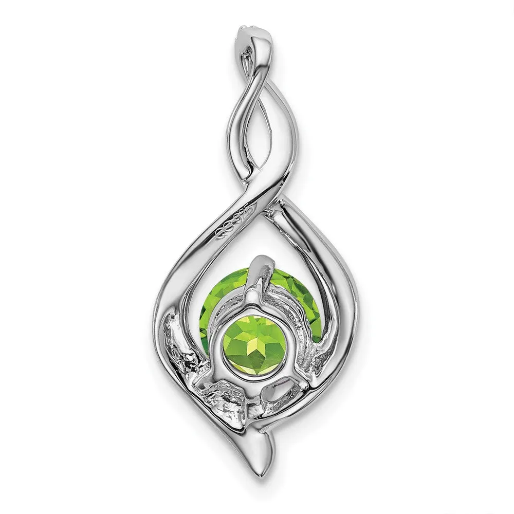 14k White Gold Peridot and Diamond Pendant
