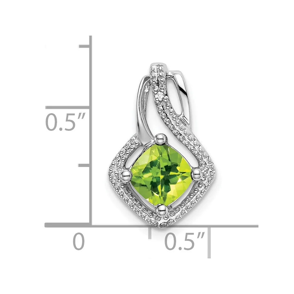 14k White Gold Peridot and Diamond Pendant