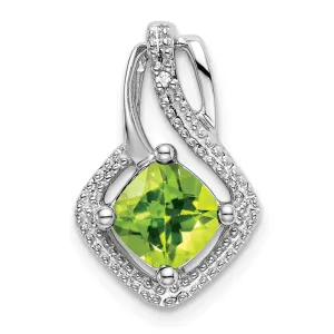 14k White Gold Peridot and Diamond Pendant