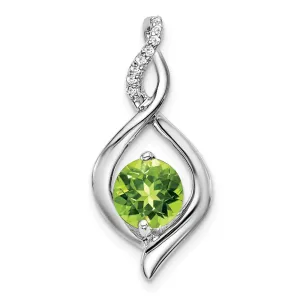 14k White Gold Peridot and Diamond Pendant