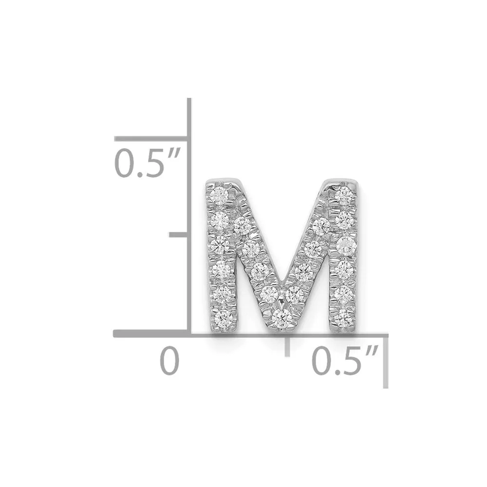 14k White Gold White Gold Diamond Letter M Initial Charm