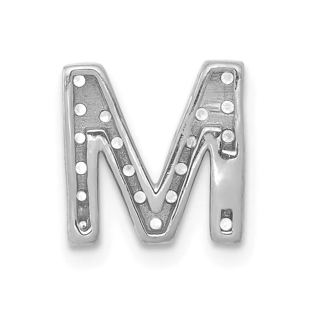 14k White Gold White Gold Diamond Letter M Initial Charm