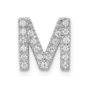14k White Gold White Gold Diamond Letter M Initial Charm