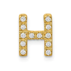 14k Yellow Gold Diamond Letter H Initial Charm