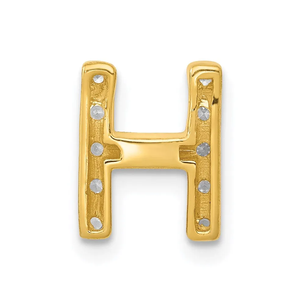 14k Yellow Gold Diamond Letter H Initial Charm