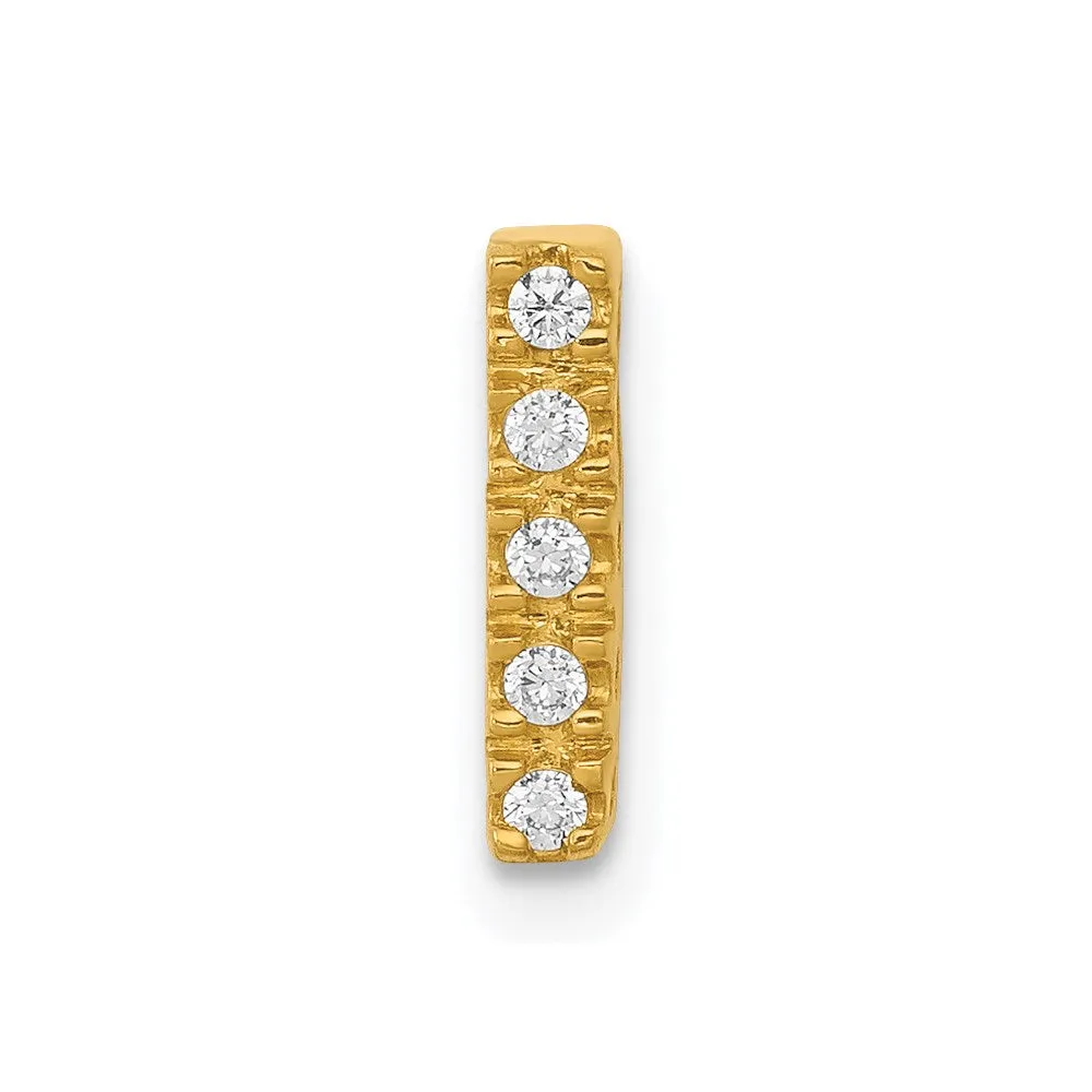 14k Yellow Gold Diamond Letter I Initial Charm