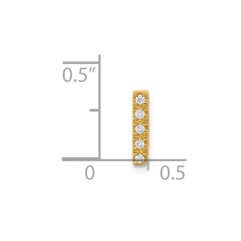 14k Yellow Gold Diamond Letter I Initial Charm