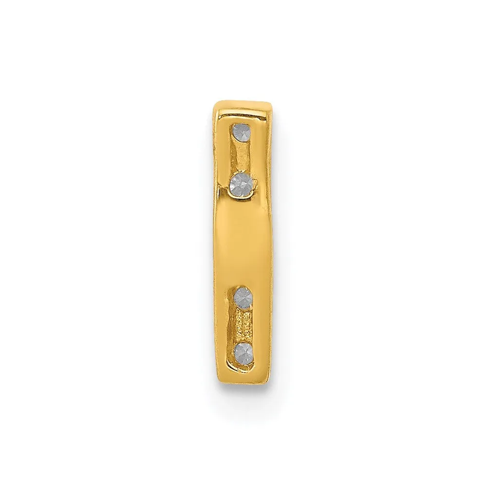 14k Yellow Gold Diamond Letter I Initial Charm
