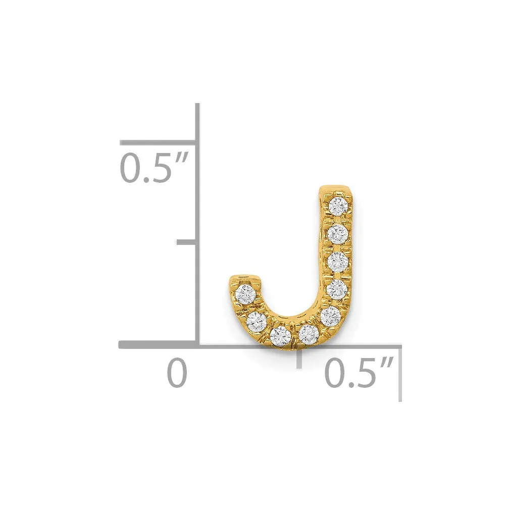 14k Yellow Gold Diamond Letter J Initial Charm