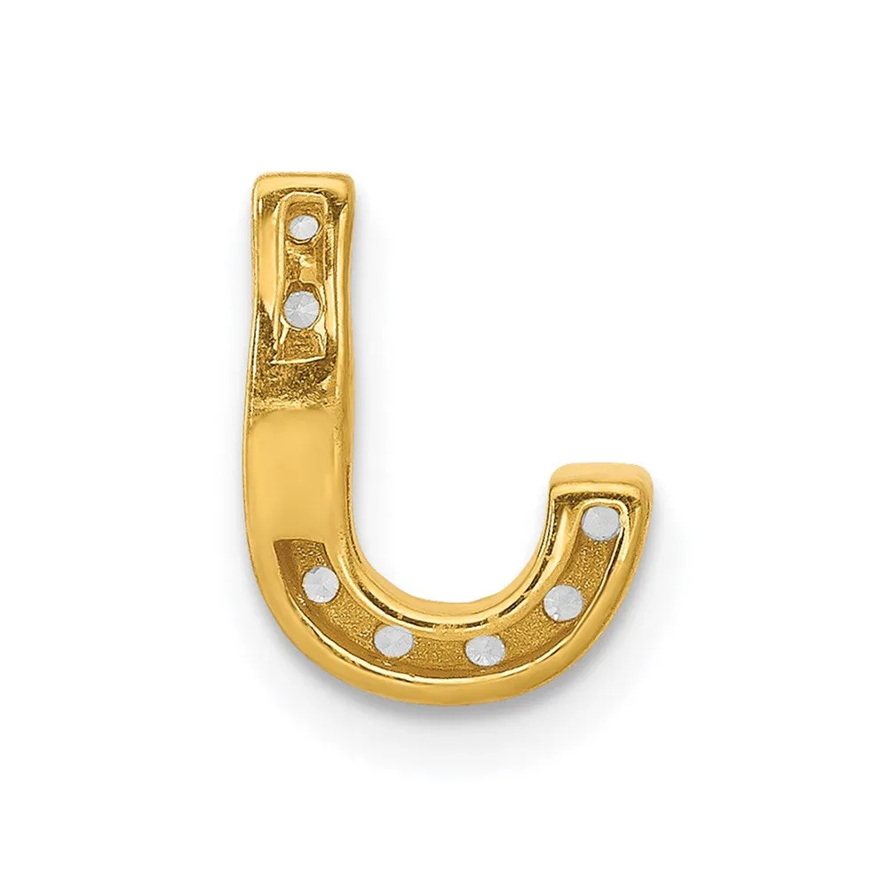 14k Yellow Gold Diamond Letter J Initial Charm