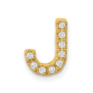 14k Yellow Gold Diamond Letter J Initial Charm