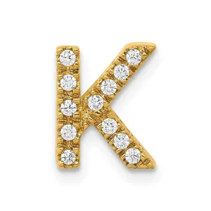 14k Yellow Gold Diamond Letter K Initial Charm