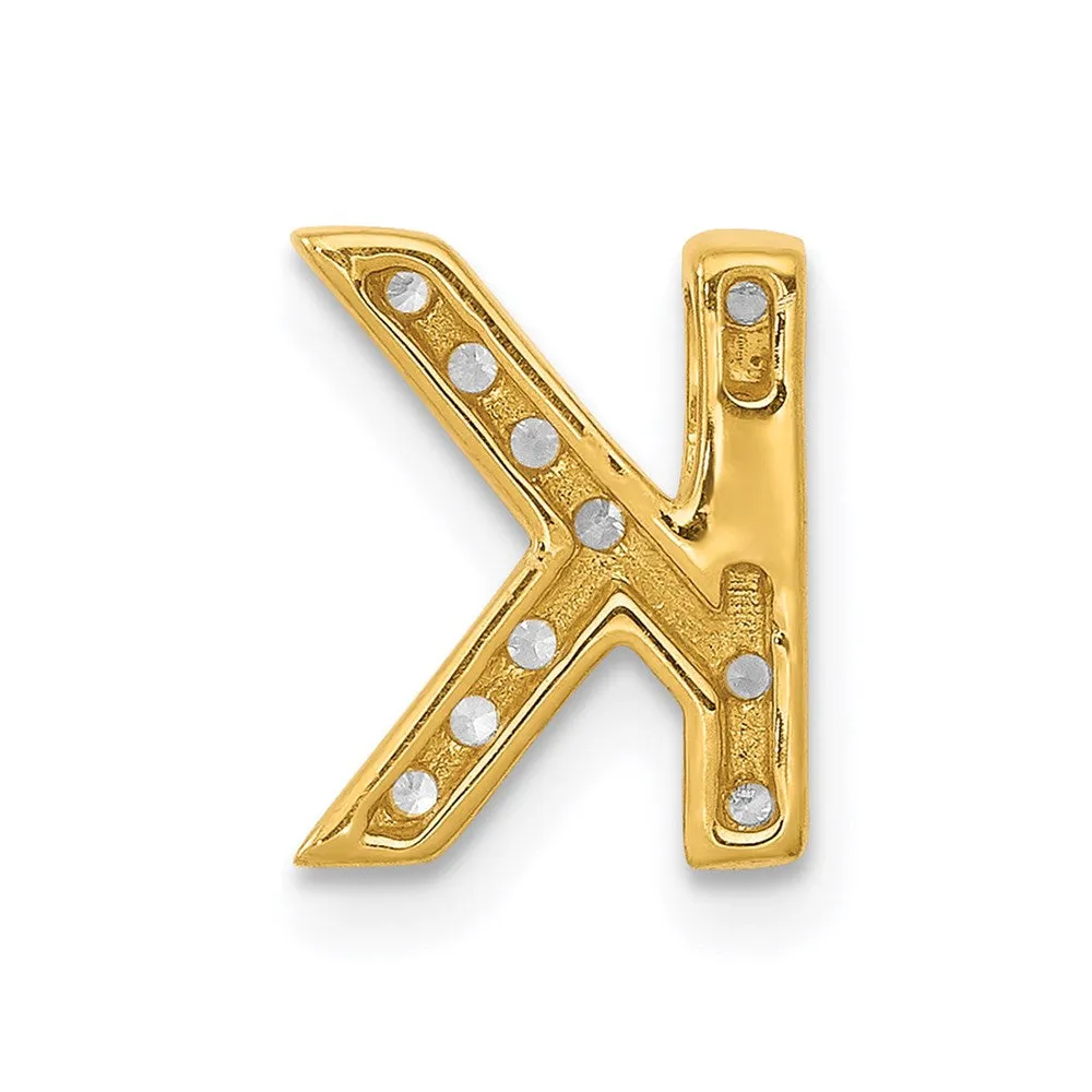 14k Yellow Gold Diamond Letter K Initial Charm