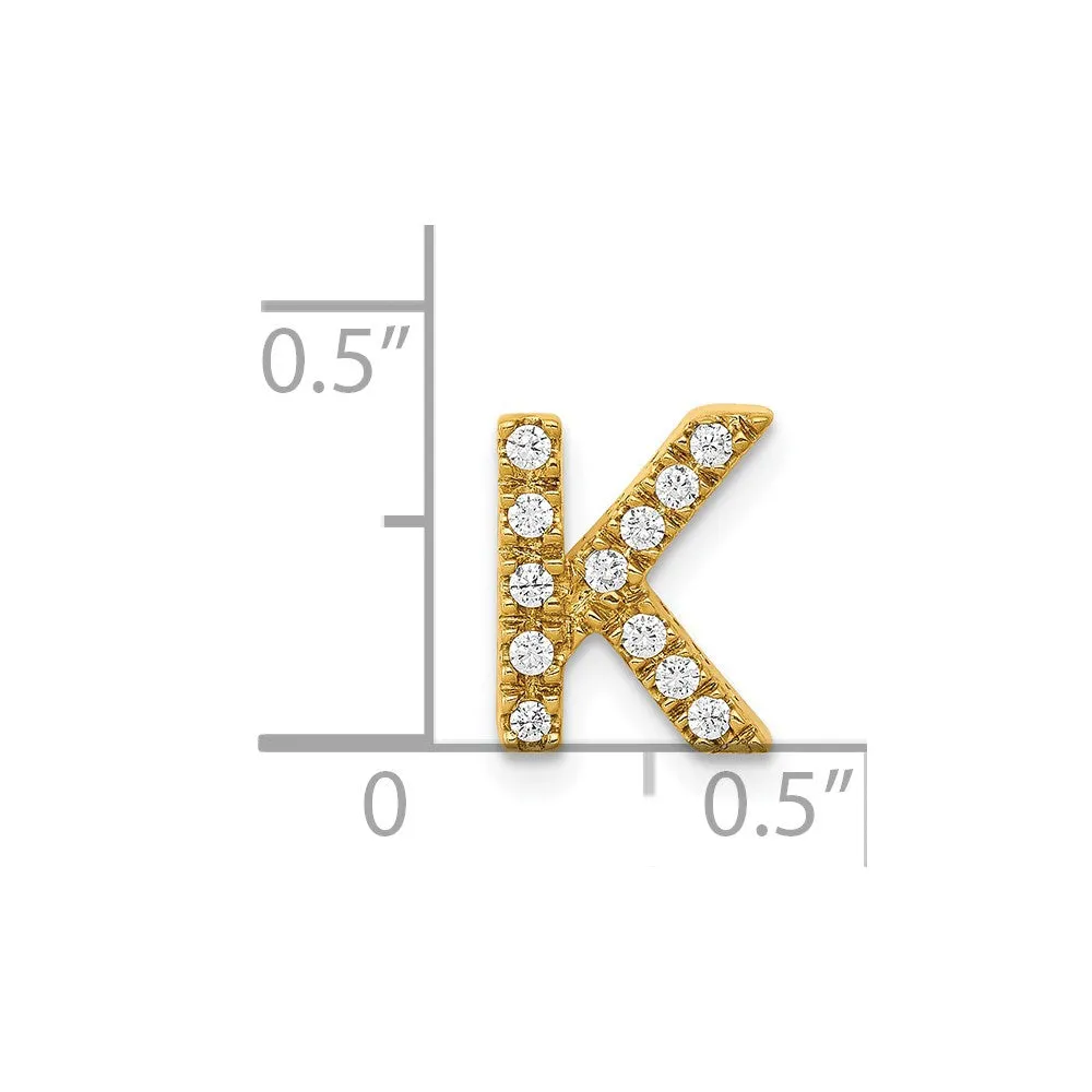 14k Yellow Gold Diamond Letter K Initial Charm