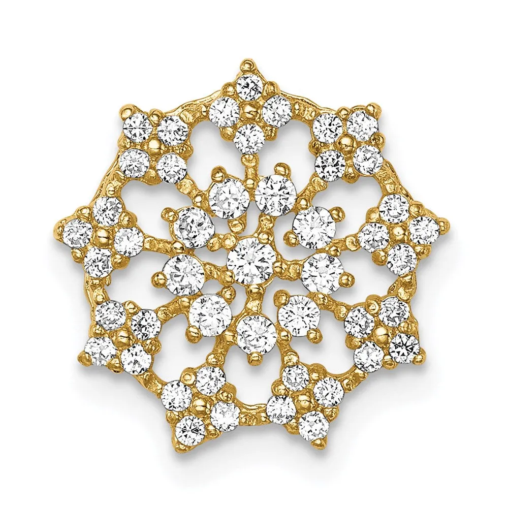 14k Yellow Gold Fancy CZ Chain Slide Pendant