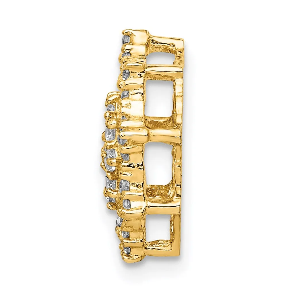14k Yellow Gold Fancy CZ Chain Slide Pendant