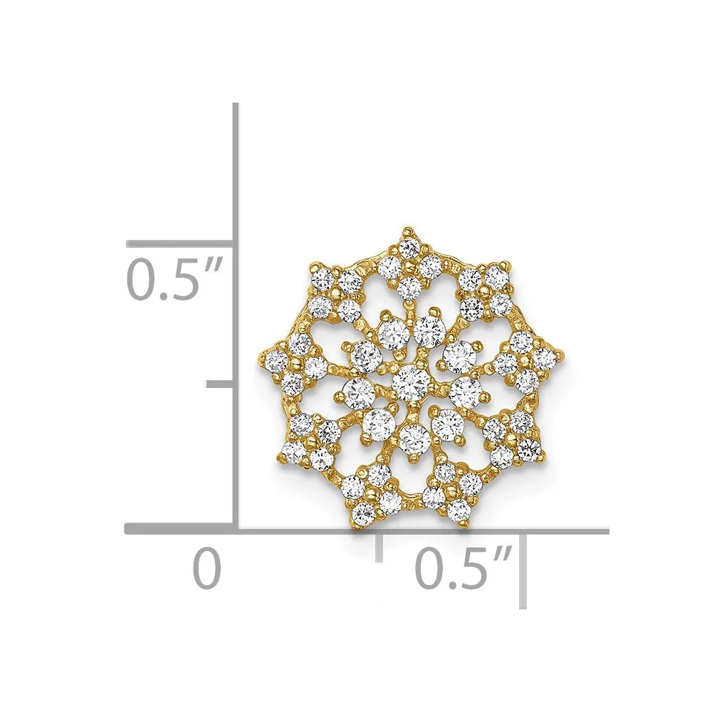 14k Yellow Gold Fancy CZ Chain Slide Pendant