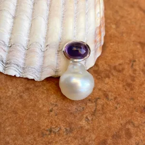 14KT White Gold Cabochon Amethyst   11mm Paspaley South Sea Pearl Pendant Slide #2