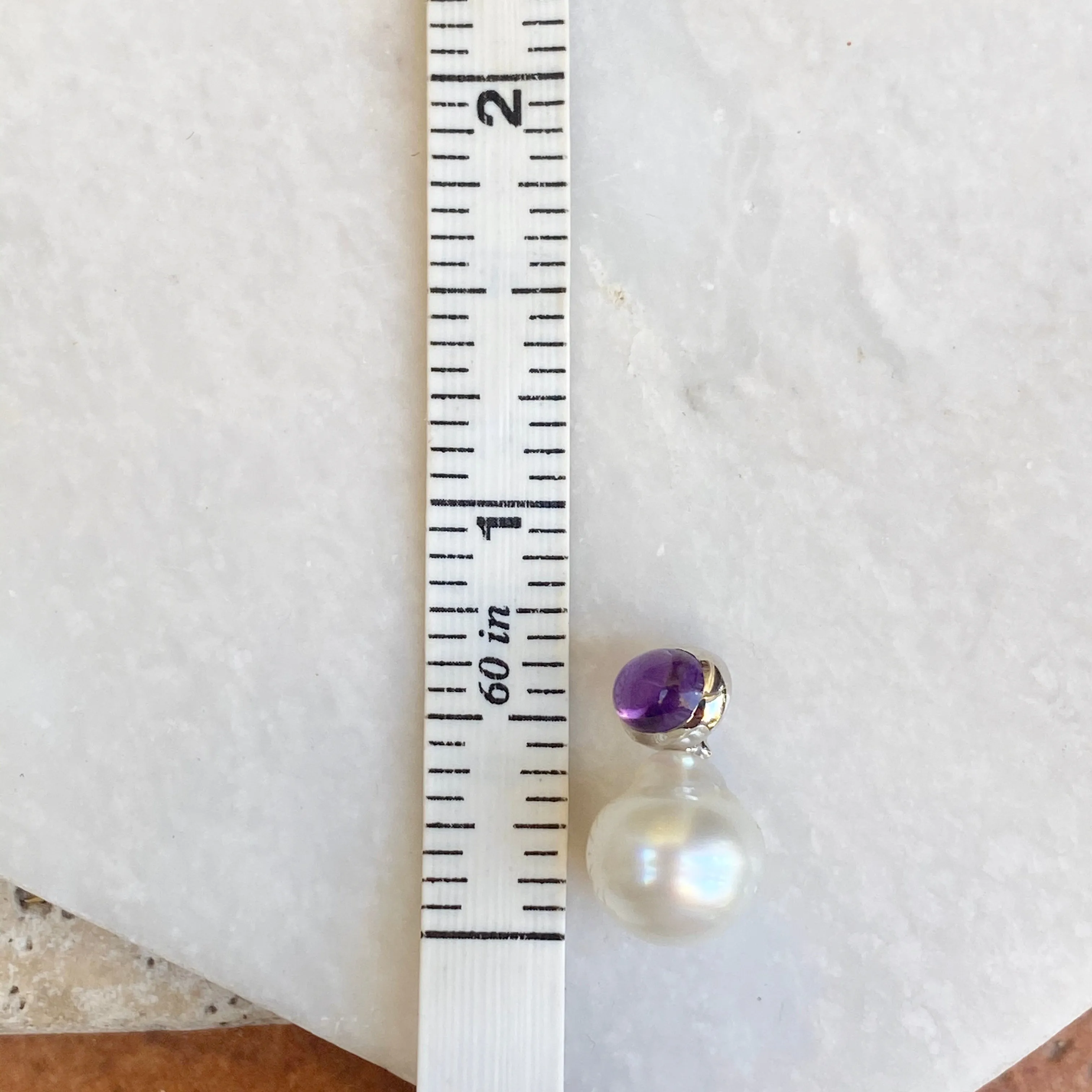 14KT White Gold Cabochon Amethyst   11mm Paspaley South Sea Pearl Pendant Slide #2