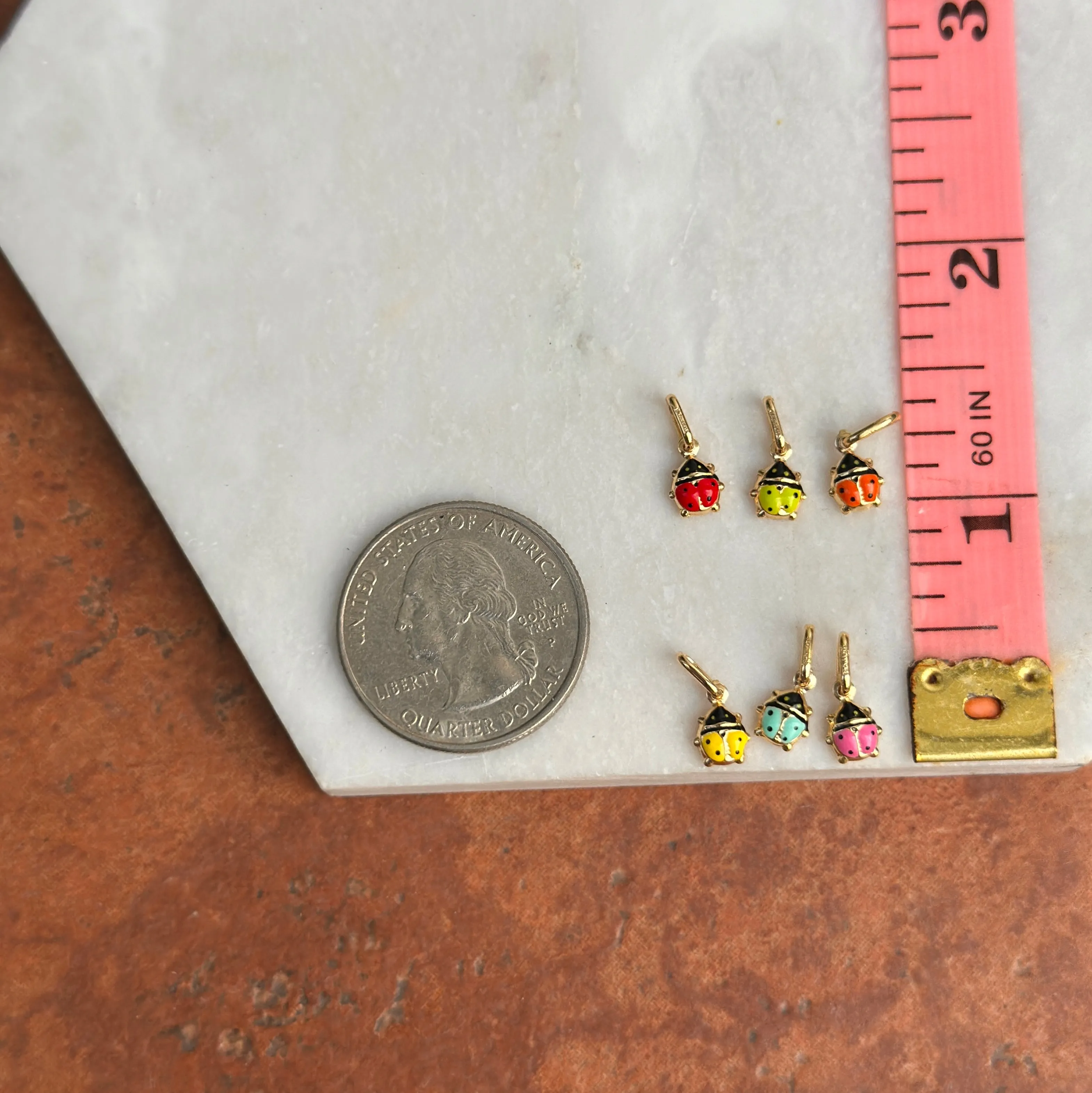 14KT Yellow Gold Mini Yellow Ladybug Pendant Charm 5mm