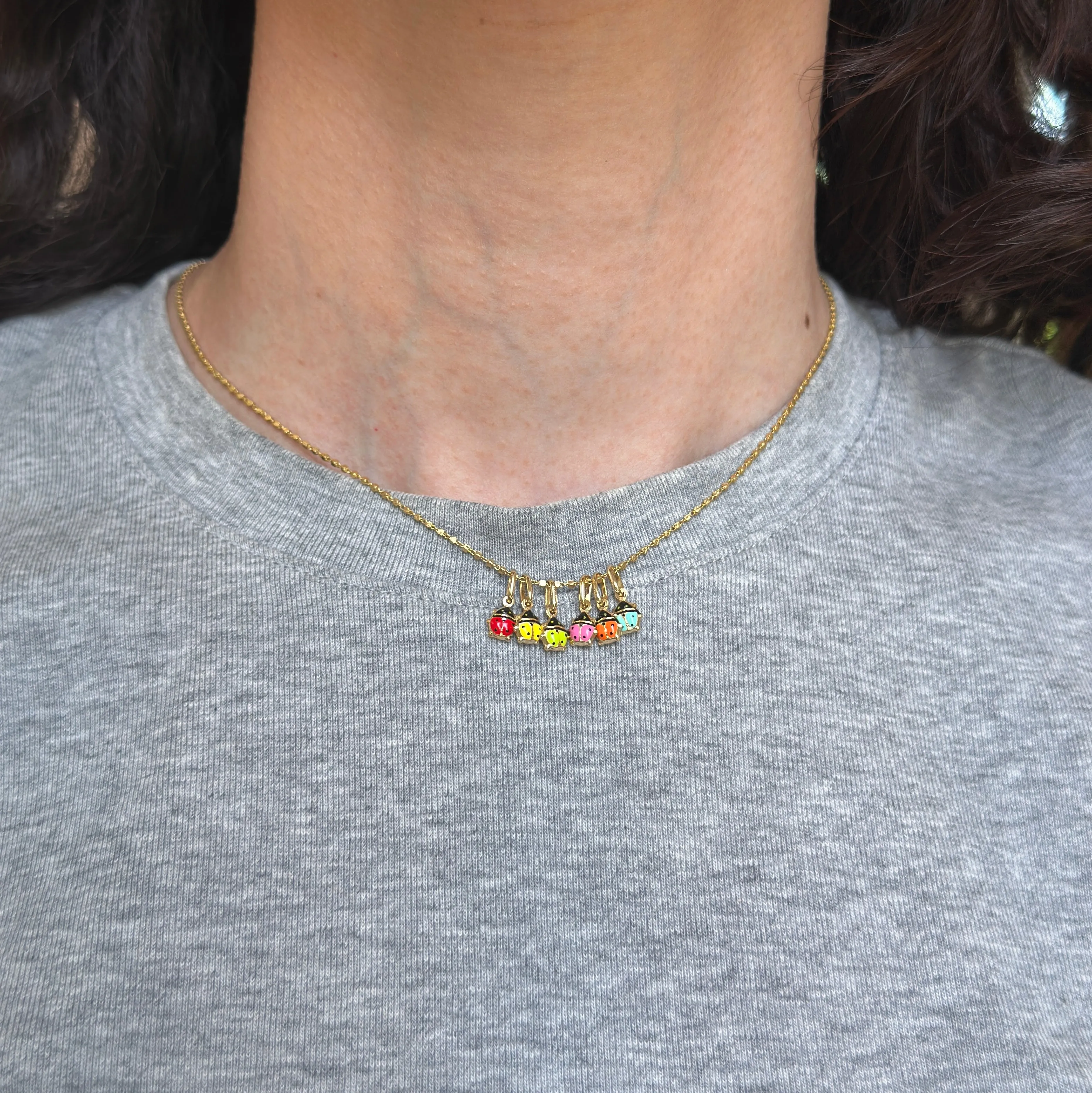 14KT Yellow Gold Mini Yellow Ladybug Pendant Charm 5mm